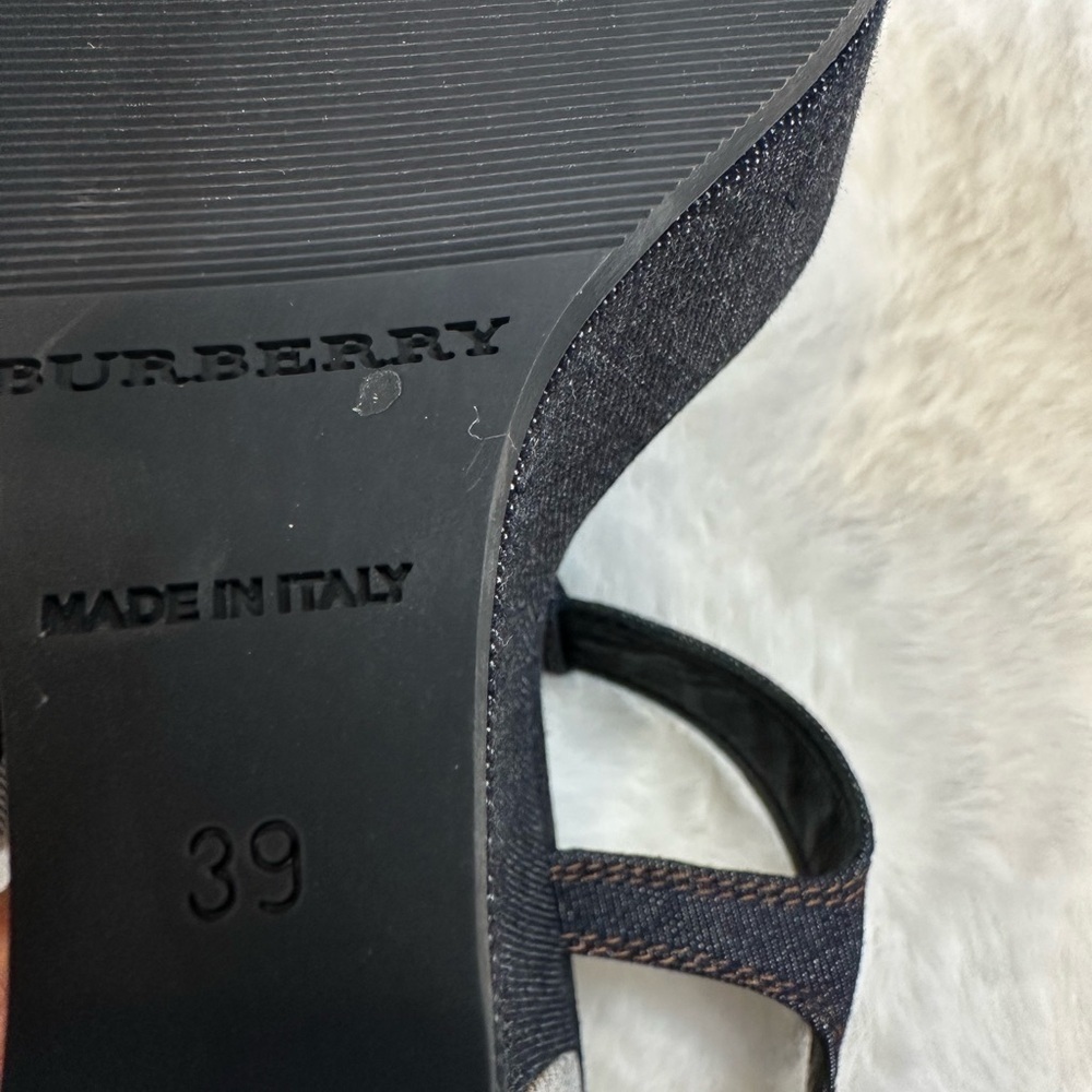 Burberry denim navy and Tan Heeled Sandals wedge - Picture 6 of 12